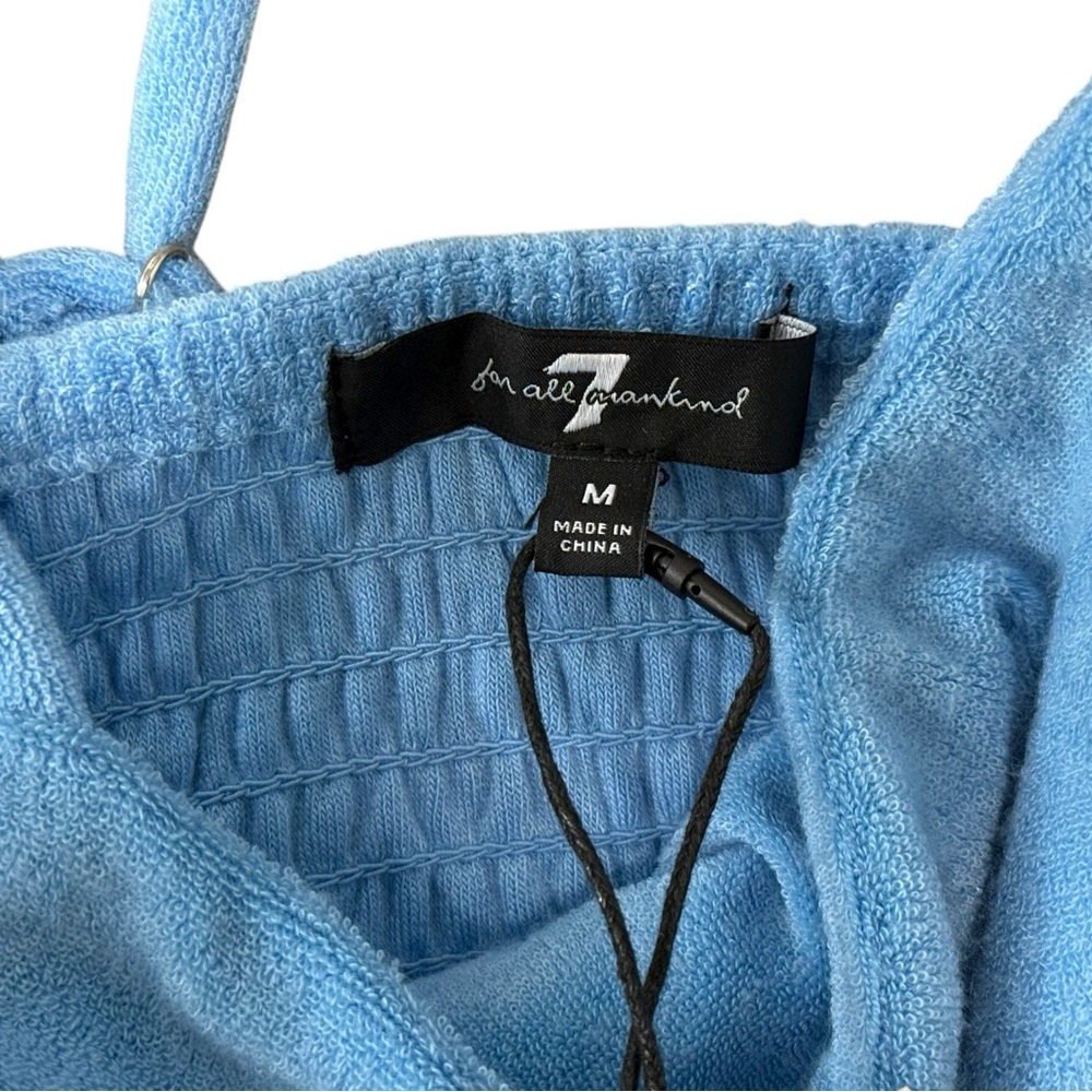7 For All Mankind Light Blue Knit Top Swim CoverUp Bralet Terrycloth - Picture 2 of 5